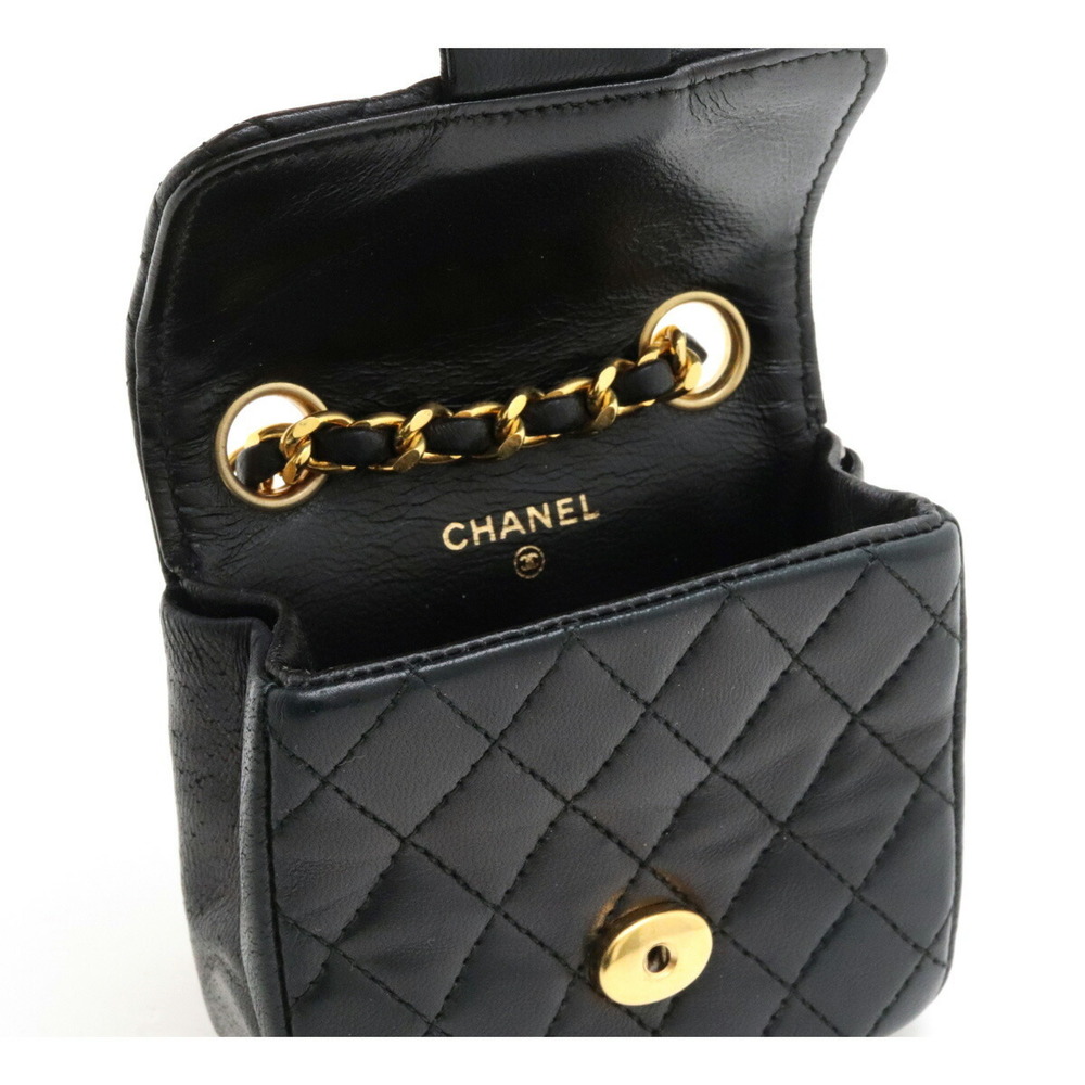 Chanel Matelasse Coco Mark Chain Bag Charm Leather Black Gold - Picture 6 of 8